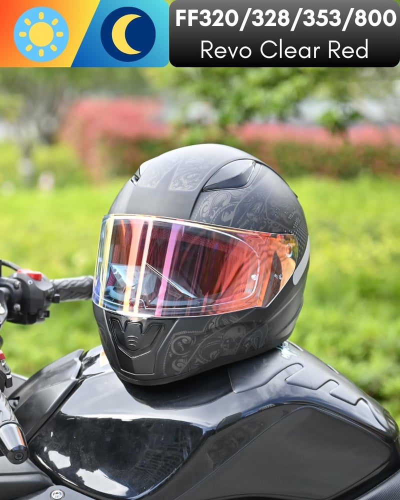 Logto Compatible with LS2 FF353/320/328/800 Helmets Visor Tint Replacement Motorcycle Helmet Face Shield (Revo Clear Red) - Image 4